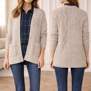 Madewell Marled Knit Cardigan Tan Open Front Chunky Cozy Sweater